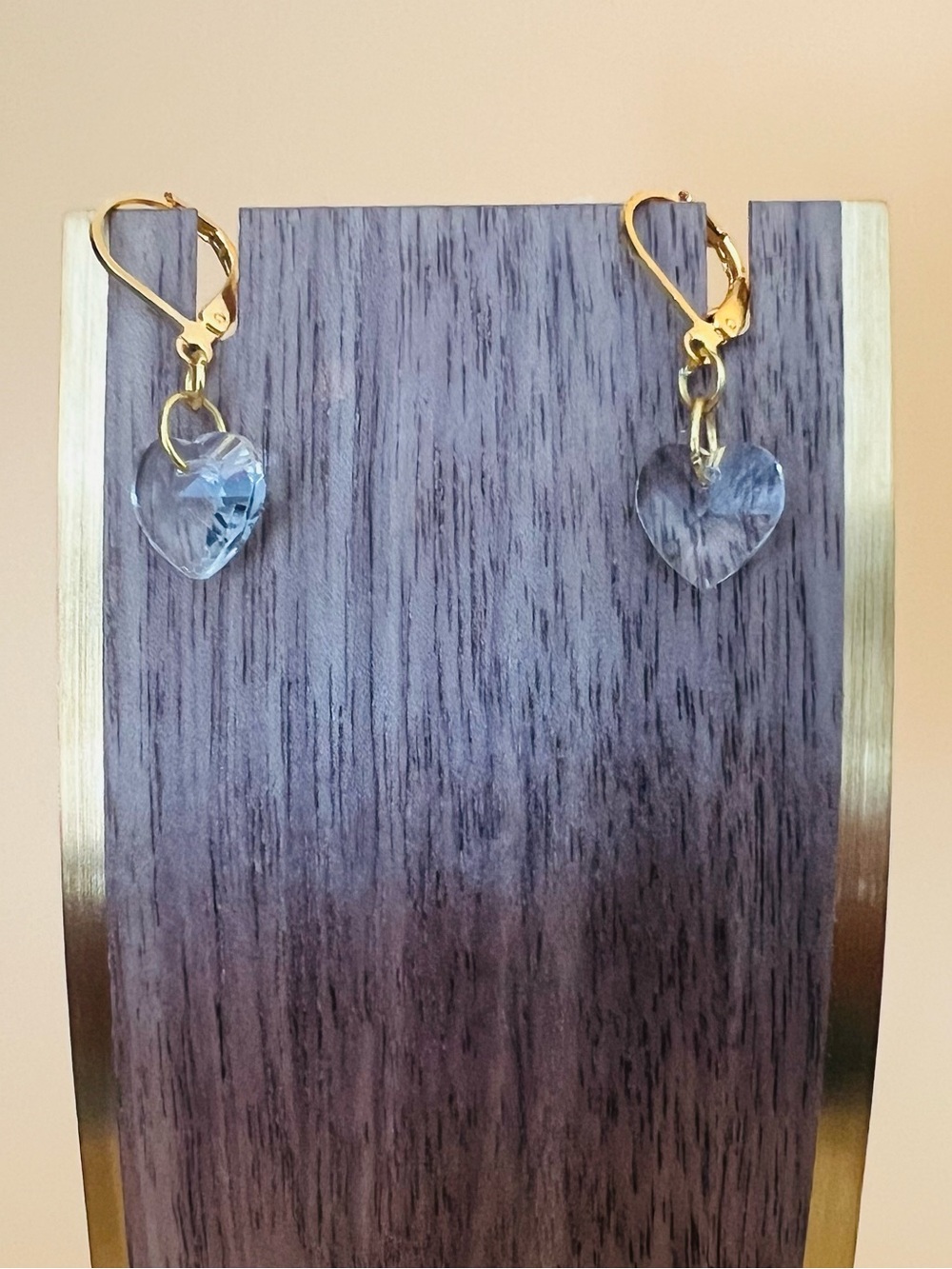 Clear crystals heart shaped earrings gold plated posts